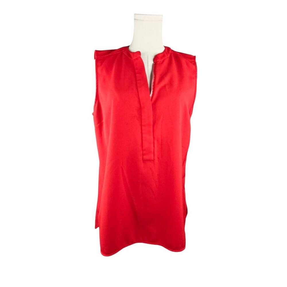 Dalia Women's Sleeveless Red Zip-Front Blouse Sz. L